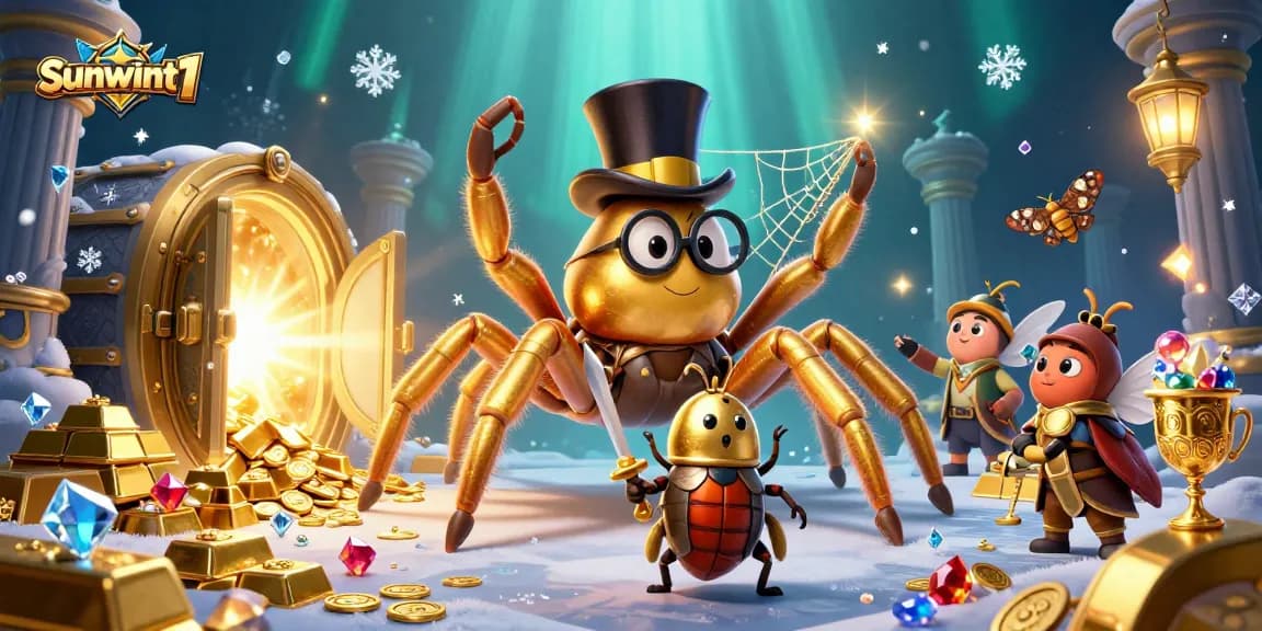 Experience thrilling gameplay at sunwint1 with vibrant casino characters and sparkling treasures around.