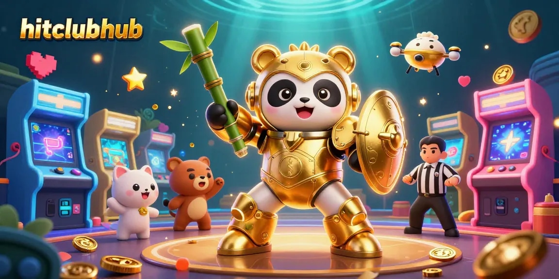Engage with hitclubhub in an exciting virtual casino adventure filled with vibrant gaming elements and characters.
