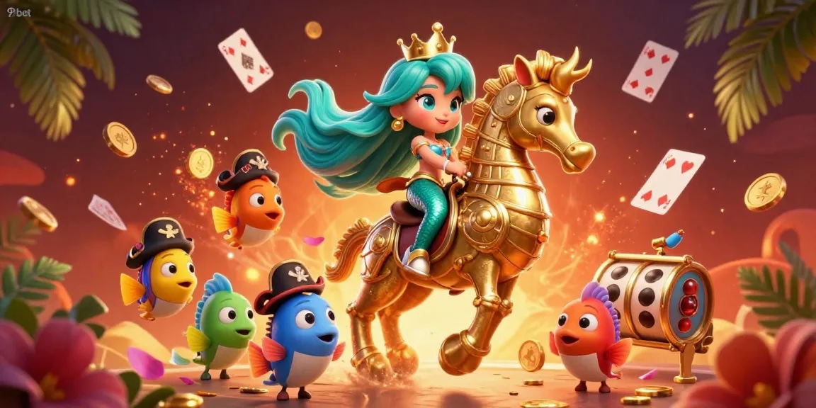Experience the excitement of 9bet casino with vibrant, 3D mermaid-themed illustration showcasing immersive gameplay.