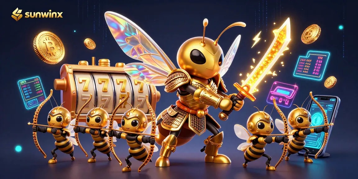 Experience fun with sunwinx gaming through vibrant slot machines and crypto-themed elements.