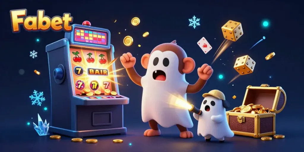 Experience Fabet's thrilling jackpot scene with lively characters amidst casino excitement.