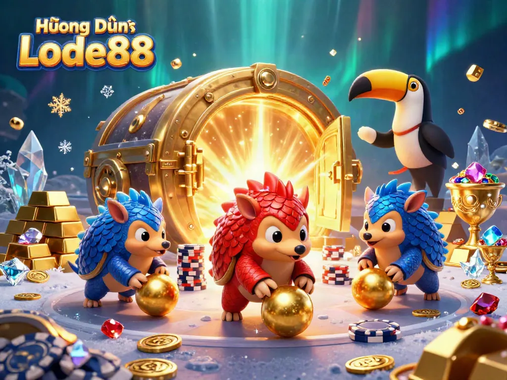 Experience Hướng Dẫn Lode88 with vibrant pangolins bowling through casino-themed elements