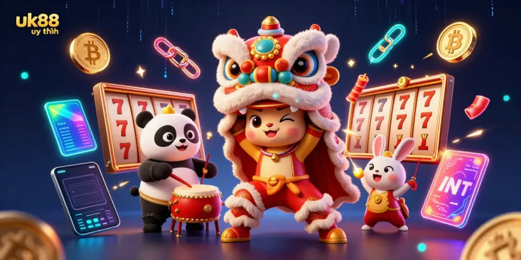 Experience the excitement of uk88 uy tín with dynamic slot game visuals and festive characters.