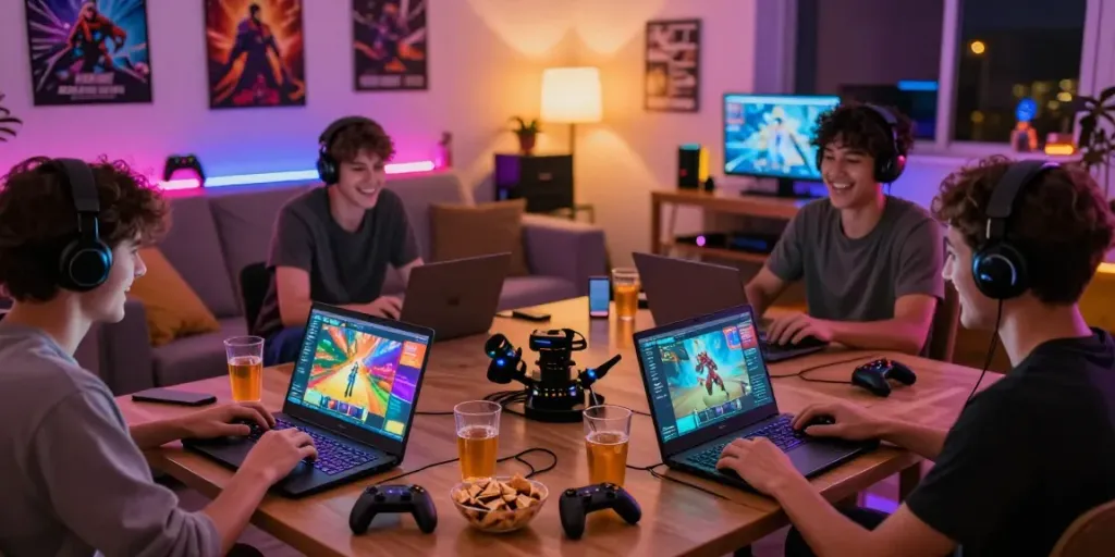 Engaging gaming experience with players enjoying game Nbet on multiple devices